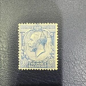1912 Great Britain Two Pence Halfpenny Royal Postage Stamp - Cobalt Blue